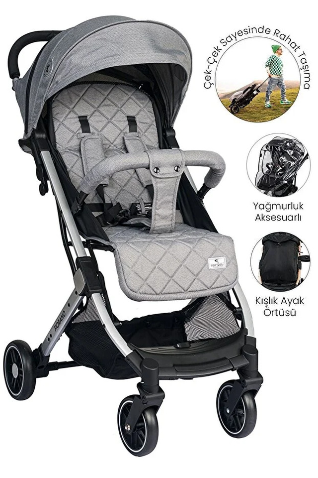 Lorelli Fiorano Kabin Boy Bebek Arabası | Hafif, Katlanabilir, Gri